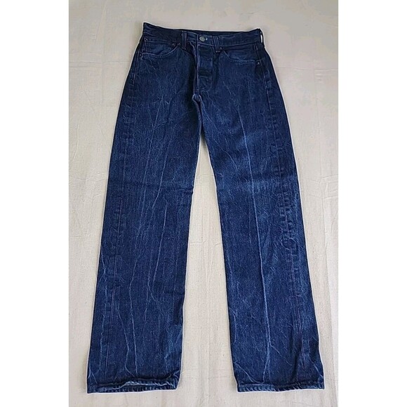 Levis Mens 501 30x30 * Jeans Straight Button Fly Mid Rise Cotton Dark Blue - Picture 1 of 13